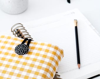 Etui na książki w kratkę gingham: ręcznie robiona, bawełniana, wyściełana osłona na książki