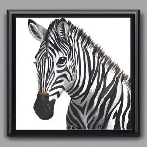 Original Zebra Painting – Black and White Animal Wall Art, Art Print for Sale - Hand Painted Art Print