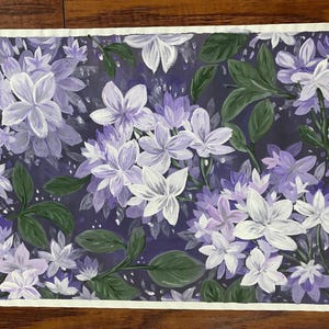 Purple Wildflower Painting – Botanical Wall Art for Home Decor - hand painted art print