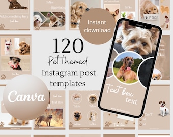 Dogs instagram template animal instagram post template pet dog social media canva minimalist beige instagram template business instagrame