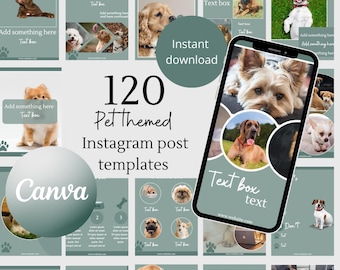 Pet instagram template dog instagram post template social media groomer canva template minimalist pastel instagram animal business template