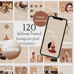 Wellness instagram template health marketing social media wellness blogger health coach lifestyle template fitness yoga instagram post