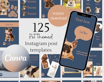Pet instagram template dog instagram post template social media groomer template canva minimalist pastel instagram animal business template