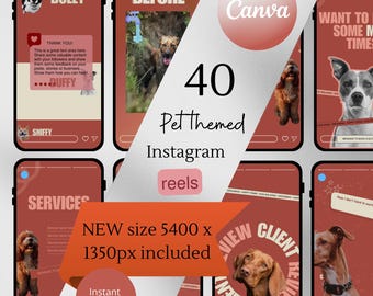 Pet instagram reels templates dog reels cover template social media groomer canva template minimalist instagram animal business template