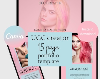 Colorful UGC Portfolio Template Canva UGC Beauty Website Template UGC Media Kit Content Creator Kit Content Light Portfolio Social Media