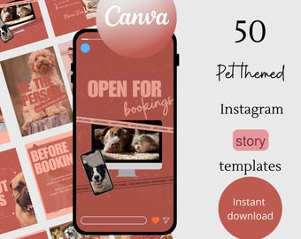 Pet instagram template dog instagram story template social media groomer canva template minimalist instagram animal business template