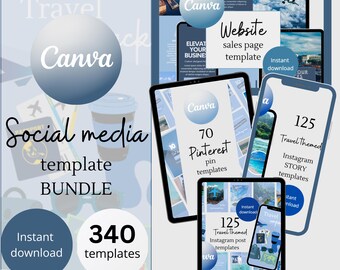 Travel Social Media Template Bundle Travel Instagram template Travel website template Travel Pinterest pin template aesthetic