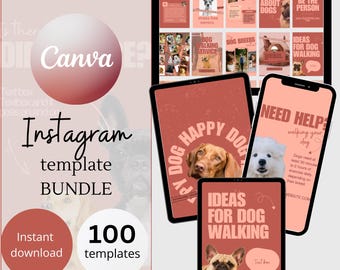Pet instagram post  template dog instagram story template social media groomer canva template minimalist instagram animal business template