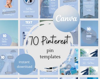 Blue Pinterest Template Canva Pinterest Pin Templates Editable Pinterest Board Covers Pinterest blogger pins aesthetic Pinterest pin