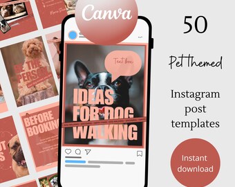 Pet instagram template dog instagram post template social media groomer canva template minimalist instagram animal business template