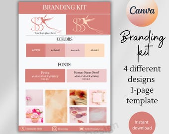 Brand Kit Template Canva Brand Board Template Pre-made Branding Kit Editable Business Mood Board Editable Branding Kit templates