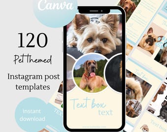 Pet instagram template dog instagram post template social media groomer template canva minimalist pastel instagram animal business template