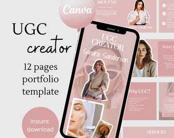 Minimalist UGC Portfolio Template Canva UGC Beauty Website Template UGC Media Kit Content Creator Kit Content Light Portfolio Social Media