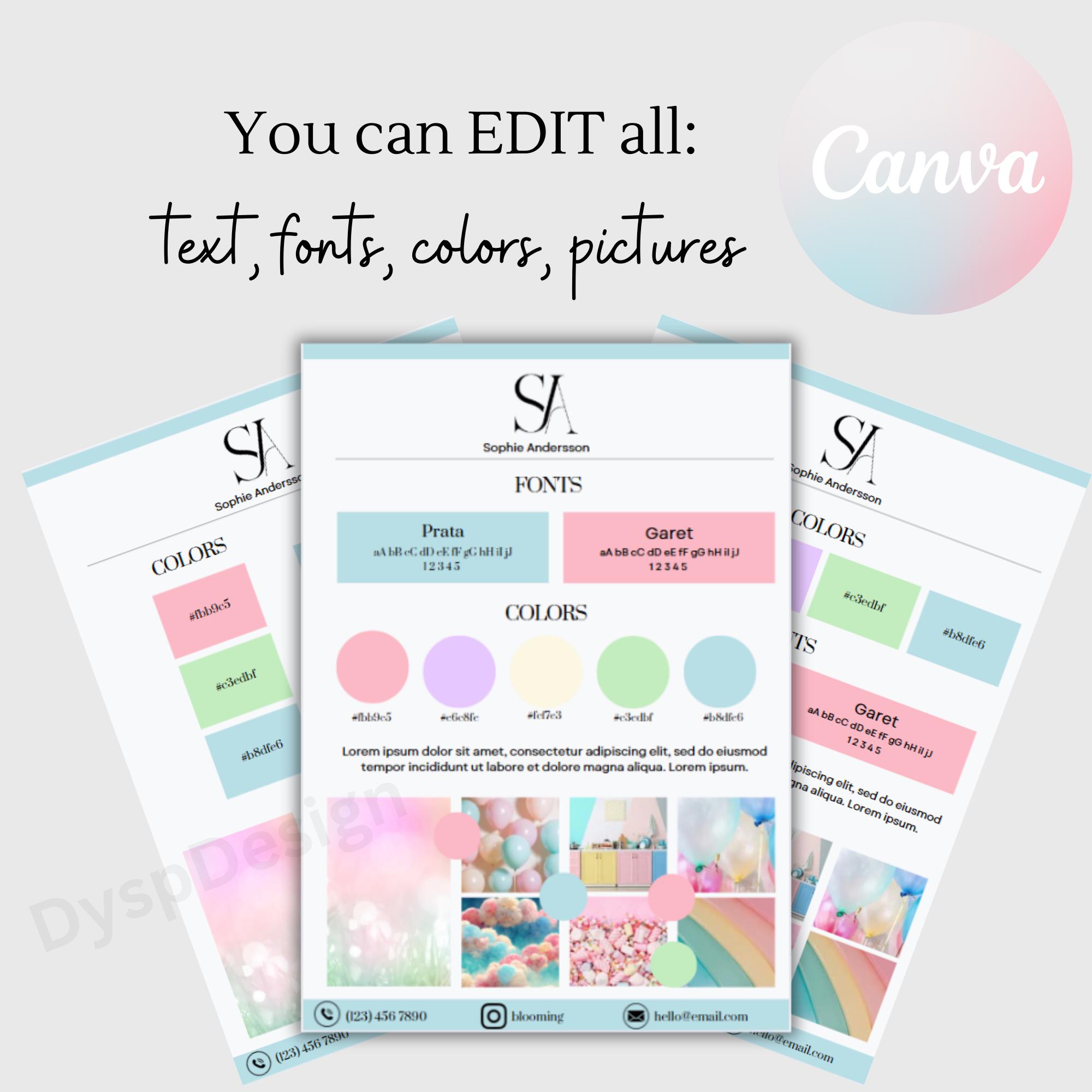 Brand Kit Template Canva Brand Board Template Pre-made Branding Kit ...
