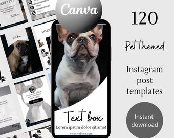 Dogs instagram Post Template (Canva) - Minimalist Black White Design