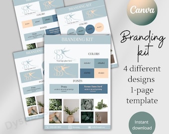 Brand Kit Template Canva Brand Board Template Pre-made Branding Kit Editable Business Mood Board Editable Branding Kit templates