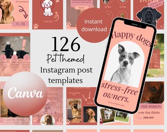 Pet instagram template dog instagram post template social media groomer canva template minimalist instagram animal business template