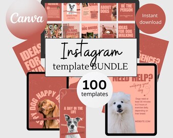 Pet instagram post  template dog instagram story template social media groomer canva template minimalist instagram animal business template