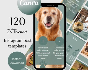 Pet instagram template dog instagram post template social media groomer canva template minimalist pastel instagram animal business template
