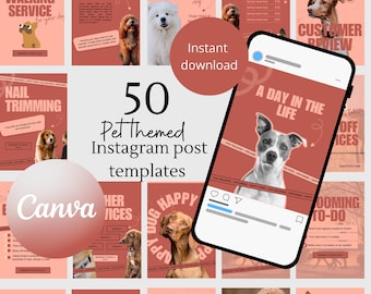 Pet instagram template dog instagram post template social media groomer canva template minimalist instagram animal business template