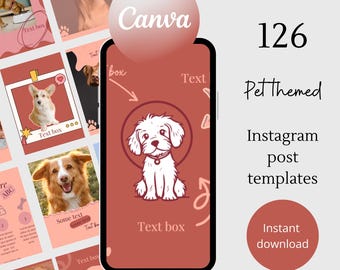 Pet instagram template dog instagram post template social media groomer canva template minimalist instagram animal business template