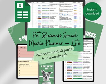 Pet Business Social Media Planner Google Sheets Template Content Calendar Instagram Planner Small Business Editable Social Media Organizer