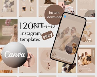 Pet instagram template dog instagram story template social media groomer canva template minimalist instagram animal business template