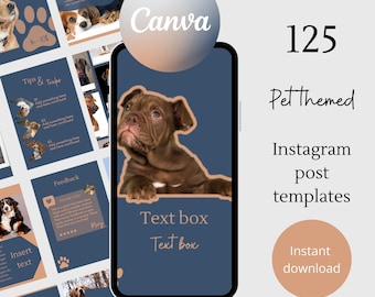 Pet instagram template dog instagram post template social media groomer template canva minimalist pastel instagram animal business template