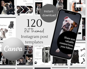 Dogs instagram template animal instagram post template pet dog social media canva minimalist black instagram template business instagrame