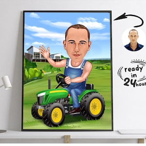 Custom Farmer Cartoon Portrait, Farmer Caricature, Farmer Gift, Farmer Cartoon, Farmer Caricature from Photo, Funny Farmer Caricature