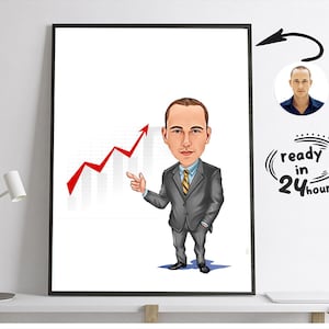 Personalized trading caricature art, Male Investor Cartoon Portrait, Business Man Caricature Art, Trader Caricature, Boss caricature Art