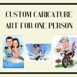 Custom listing for 1-person, customized caricature art, digital portrait, unique portrait art, funny caricature gift for him her.