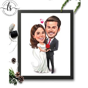 Caricatura de boda para pareja, caricatura de boda, regalo para pareja, caricatura de boda a partir de una foto, retrato de caricatura de boda, regalo de aniversario