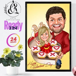 バレンタインデーのカスタムギフト、カップルや家族向けのカスタム似顔絵、パーソナライズされたアートワーク、記念日のプレゼント、漫画の肖像画