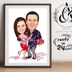 Benutzerdefinierte Paar Karikaturporträt, Paar Cartoon Porträt, personalisiertes Paar Porträt vom Foto, Jubiläumsgeschenk, Valentinstagsgeschenk