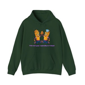 Bluza z kapturem z kreskówkową frytką, zabawna bluza z kapturem unisex TGIF, damskie frytki, prezent dla miłośnika frytek, odzież dla smakoszy