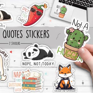Zestaw naklejek z zabawnymi cytatami SVG | Naklejki z inspirującymi cytatami na laptopa, butelkę z wodą i notatnik | Humor Naklejki Plik cyfrowy do cięcia