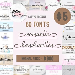 Romantisches Handgeschriebenes Schriften-Bundle: 60 Schreibschrift Schriften (Digitale Schriften)