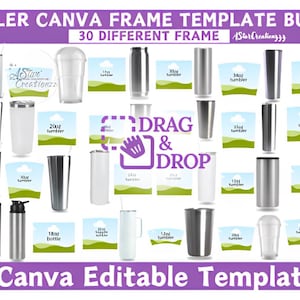 Tumbler Canva Editable Frame Template - Tumbler Canva Editable Template, 40oz Tumbler Template, 30oz Tumbler Template,Canva Tumbler template
