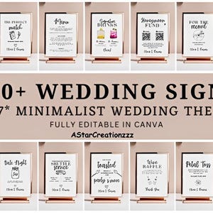 Minimalist Wedding Sign Bundle, Editable Wedding Signs Bundle, Modern Wedding Signage Bundle, 100+ Wedding Reception Signs Canva Template