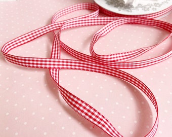 NEW 3/8" Candy Apple Red & White Gingham Taffeta Ribbon 5 Yard Increments Buy More Save More Buffalo Check Checked Double Faced Woven