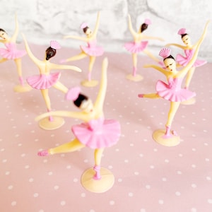 6 Vintage Style Pink Ballerina Cupcake Toppers