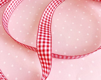 5/8" Candy Apple Red & White Gingham Taffeta Ribbon 5 Yard Increments The More You Buy The More You Save Buffalo Check Checked Double Faced