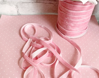 3/8" Cotton Candy Pink Silky Velvet Ribbon 5 Yard Increments Buy More Save More Woven Edge Rayon