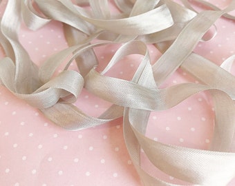 Lovely French Silver Vintage 1/2" Rayon Seam Binding Ribbon 5 Yard Increments The More You Buy The More You Save