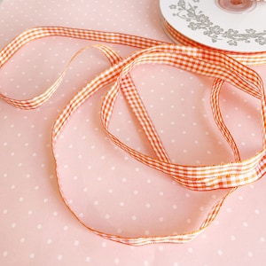 3/8&quot; oranje crème-wit gingang taft lint stappen van 5 meter Koop meer Bespaar meer Buffalo-ruit geruite dubbelzijdige geweven rand
