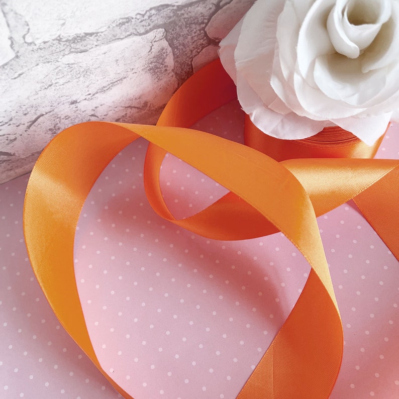 Nastro Rosa Splendido nastro di raso a faccia singola ORANGE SODA largo 1 1/2 ...