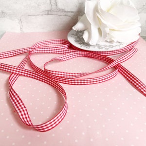NEW 3/8 Candy Apple Red & White Gingham Taffeta Ribbon 5 Yard Increments Buy More Save More Buffalo Check Checked Double Faced Woven image 2