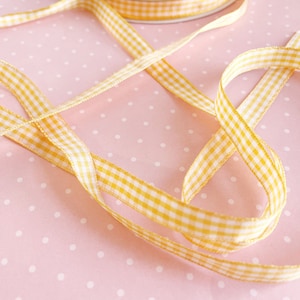 3/8 &quot;frisch gepflückte Zitronen & weißes Gingham-Taftband in 5-Yard-Schritten Kaufen Sie mehr, sparen Sie mehr Buffalo Check Karo doppelseitig gewebtes Gelb