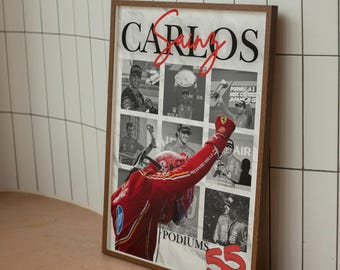 Póster del podio de Carlos Sainz en la F1: Impresión de carreras de Fórmula 1